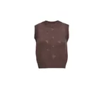 Magda Butrym Cotton turtleneck vest with embroidered roses in brown | Luxury Shoes Magda Butrym Cotton turtleneck vest with embroidered roses in brown