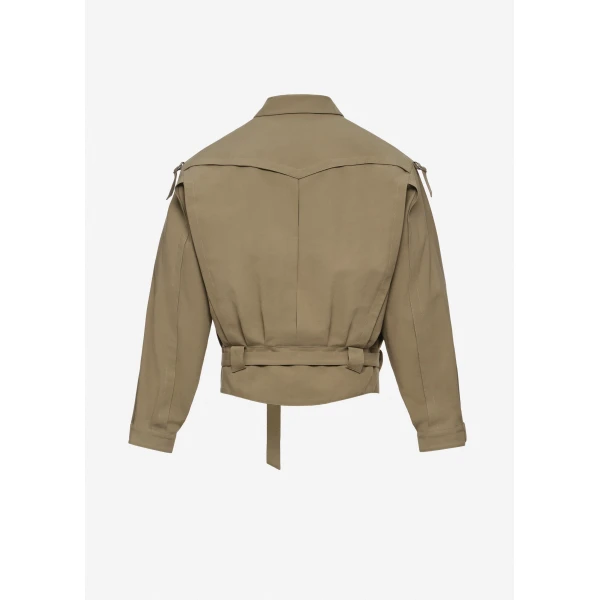 Magda Butrym Cotton utility jacket with belt in khaki, view 4