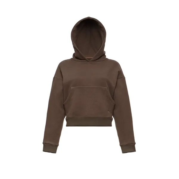 Magda Butrym Cropped cotton hoodie with monogram embroidery in grey Top