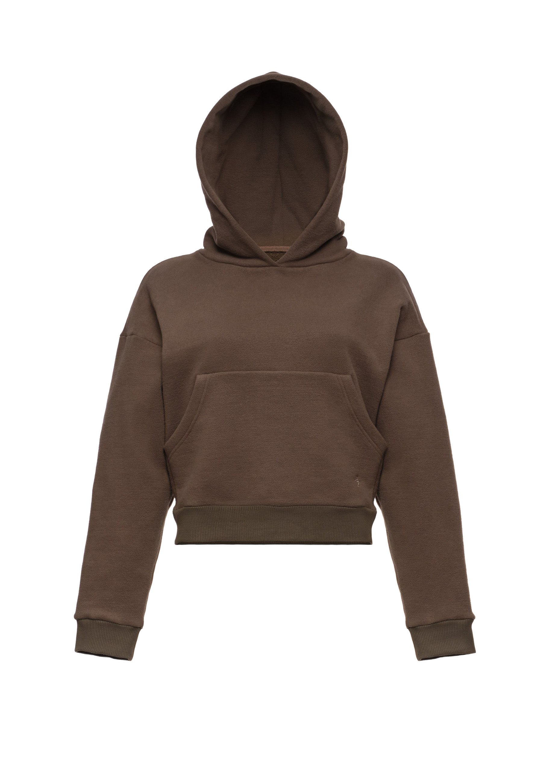 Magda Butrym Cropped cotton hoodie with monogram embroidery in grey | Luxury Shoes Magda Butrym Cropped cotton hoodie with monogram embroidery in grey Top