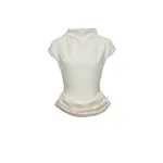Magda Butrym Fitted draped blouse with stand collar in cream