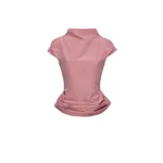 Magda Butrym Fitted draped blouse with stand collar in pink