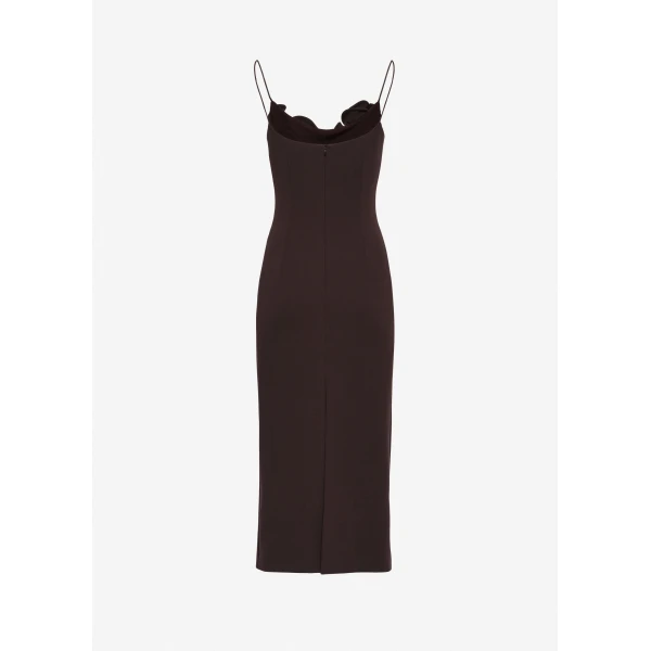 Magda Butrym Floral appliqué strap midi dress in brown, view 3