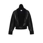 Magda Butrym Leather bomber jacket with knit shawl collar in black