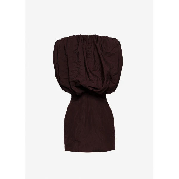 Magda Butrym Mini dress with gathered top in brown, view 3