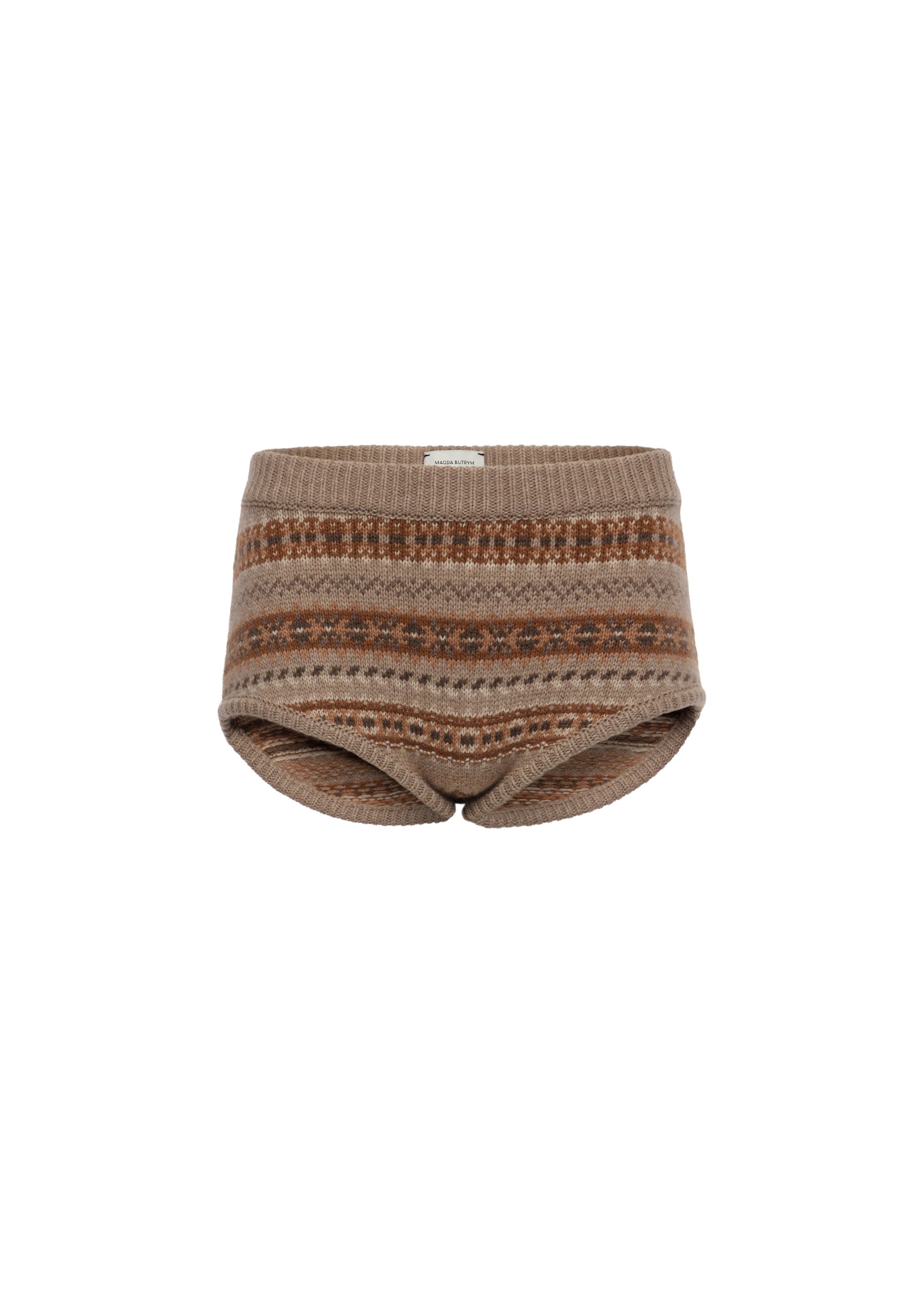 Magda Butrym Patterned cashmere shorts in camel | Shorts at Luxury Shoes Magda Butrym Patterned cashmere shorts in camel