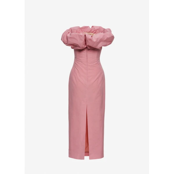 Magda Butrym Sculptural neckline fitted dress in pink, view 4