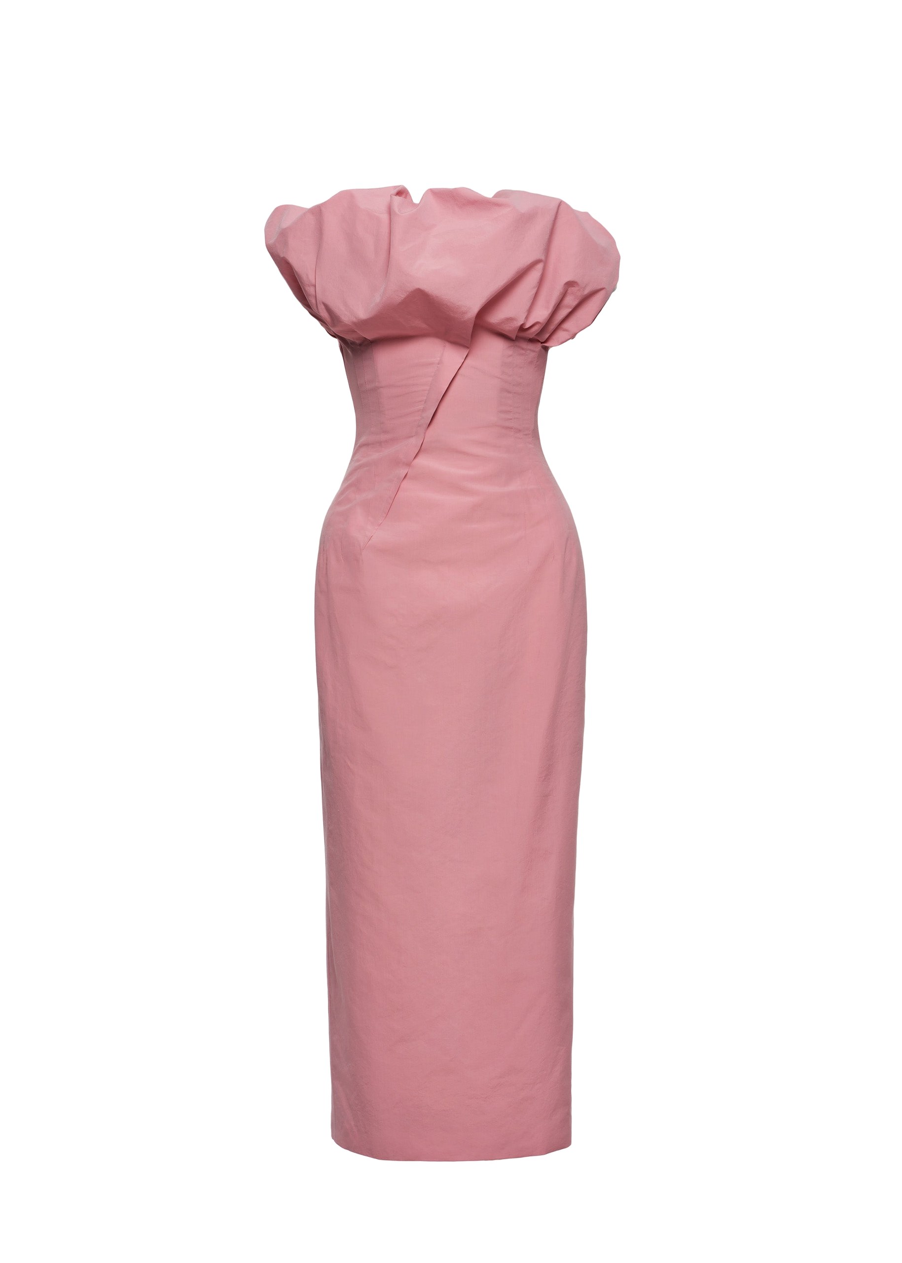 Magda Butrym Sculptural neckline fitted dress in pink | Luxury Shoes Magda Butrym Sculptural neckline fitted dress in pink