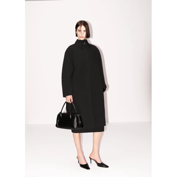 Magda Butrym Straight cotton coat in black, view 3