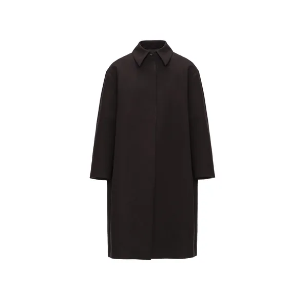 Straight cotton coat in black