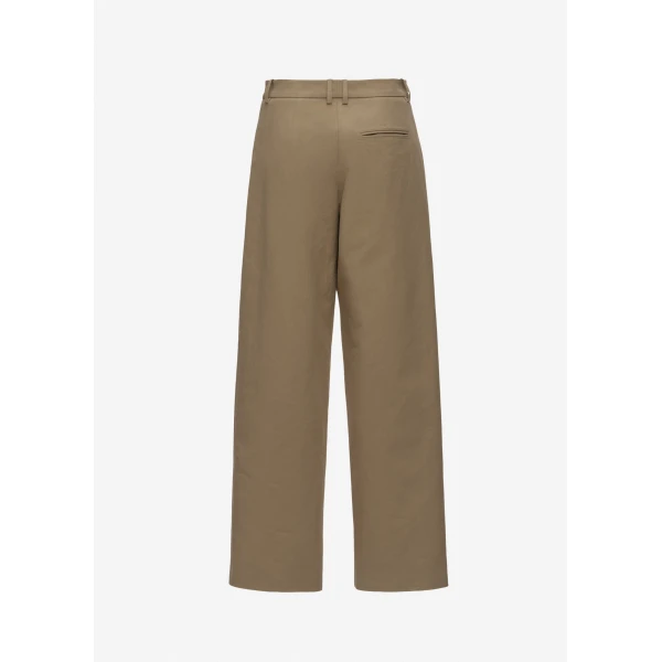 Magda Butrym Straight-leg cotton trousers with front pleats in khaki, view 4