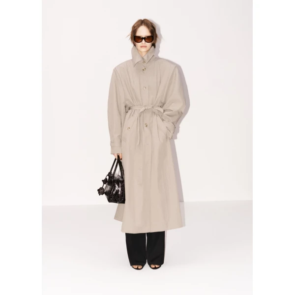 Magda Butrym Trench coat with extended collar in grey, view 3