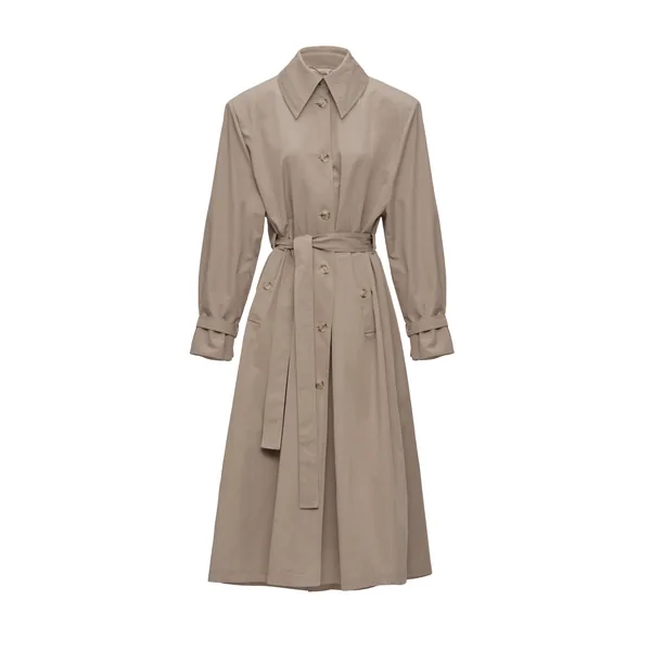 Trench coat with extended collar in grey