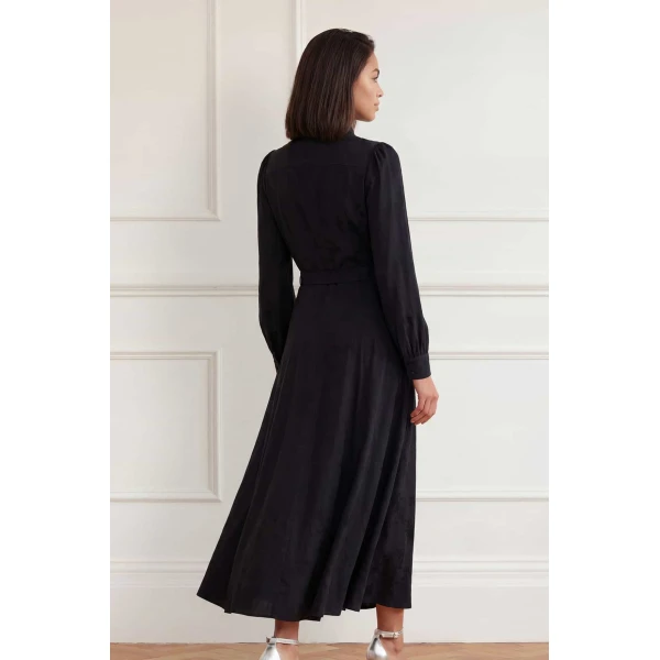 Needle and Thread Charlotte Jacquard Shirt Dress in Jet Black, view 4