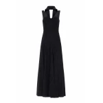 Needle and Thread Charlotte Jacquard V-Neck Gown in Jet Black