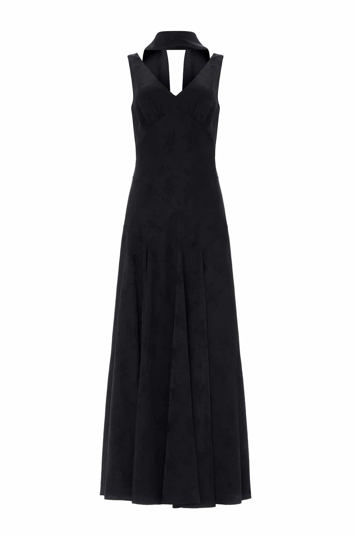 Needle & Thread Charlotte Jacquard V-Neck Gown in Jet Black - Dresses - British Luxury Evening Wear at Luxury Shoes Needle and Thread Charlotte Jacquard V-Neck Gown in Jet Black