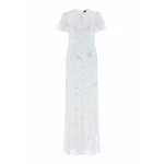 Needle and Thread Freya Georgette Short Sleeve Gown in Chalk