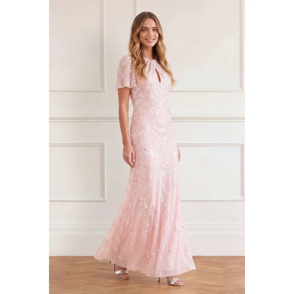 Needle and Thread Freya Georgette Short Sleeve Gown in Shell, view 2
