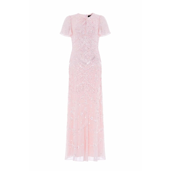 Needle and Thread Freya Georgette Short Sleeve Gown in Shell
