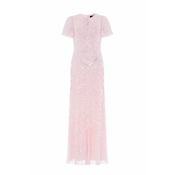 Needle and Thread Freya Georgette Short Sleeve Gown in Shell