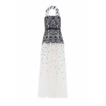 Needle and Thread Gilded Lace Strapless Gown in Chalk/Graphite