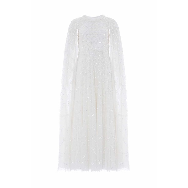 Needle and Thread Heart Lattice Ankle Gown in Chalk/Dusk Pink