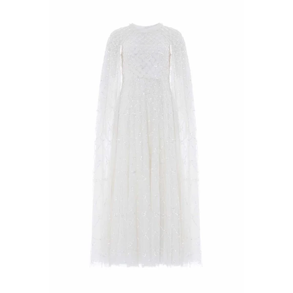 Needle and Thread Heart Lattice Ankle Gown in Chalk/Dusk Pink