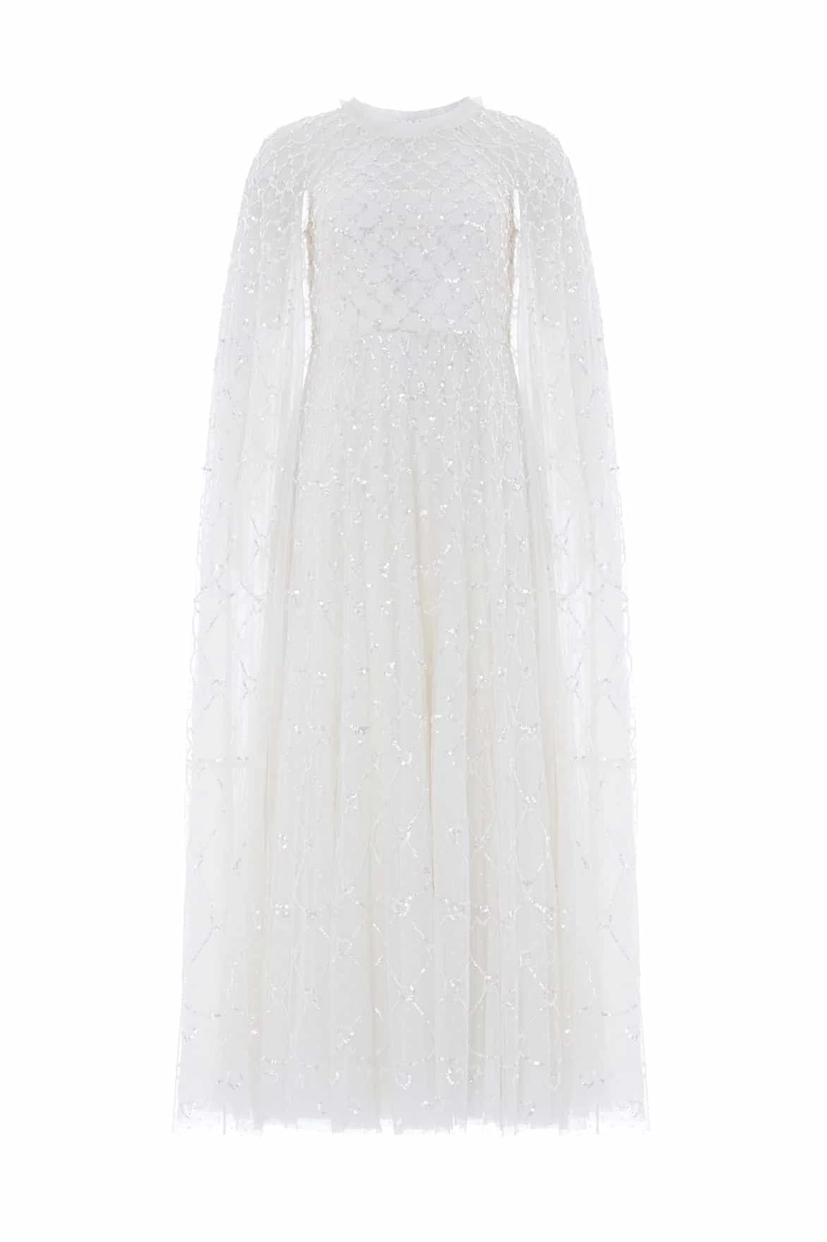 Needle & Thread Heart Lattice Ankle Gown in Chalk/Dusk Pink - Dresses - British Luxury Evening Wear at Luxury Shoes Needle and Thread Heart Lattice Ankle Gown in Chalk/Dusk Pink