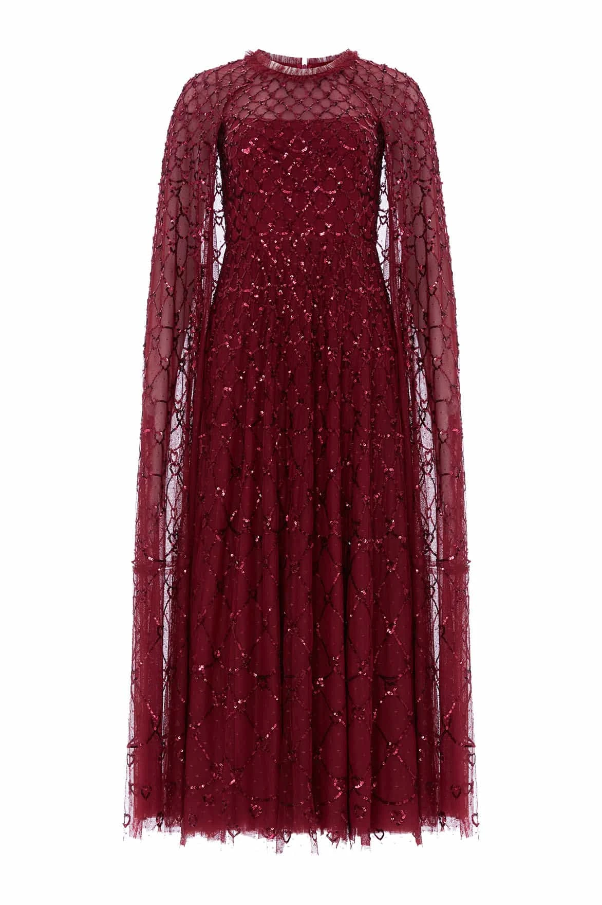 Needle & Thread Heart Lattice Ankle Gown in Garnet - Dresses - British Luxury Evening Wear at Luxury Shoes Needle and Thread Heart Lattice Ankle Gown in Garnet