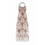 Needle and Thread Laurel Grace Cami Ankle Gown in Cream/Brown
