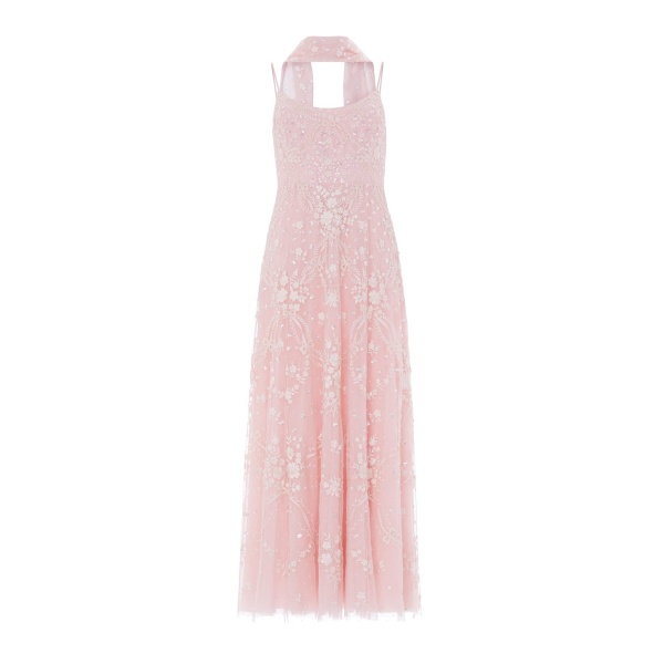 Needle and Thread Laurel Grace Cami Ankle Gown in Dusk Pink/Cream