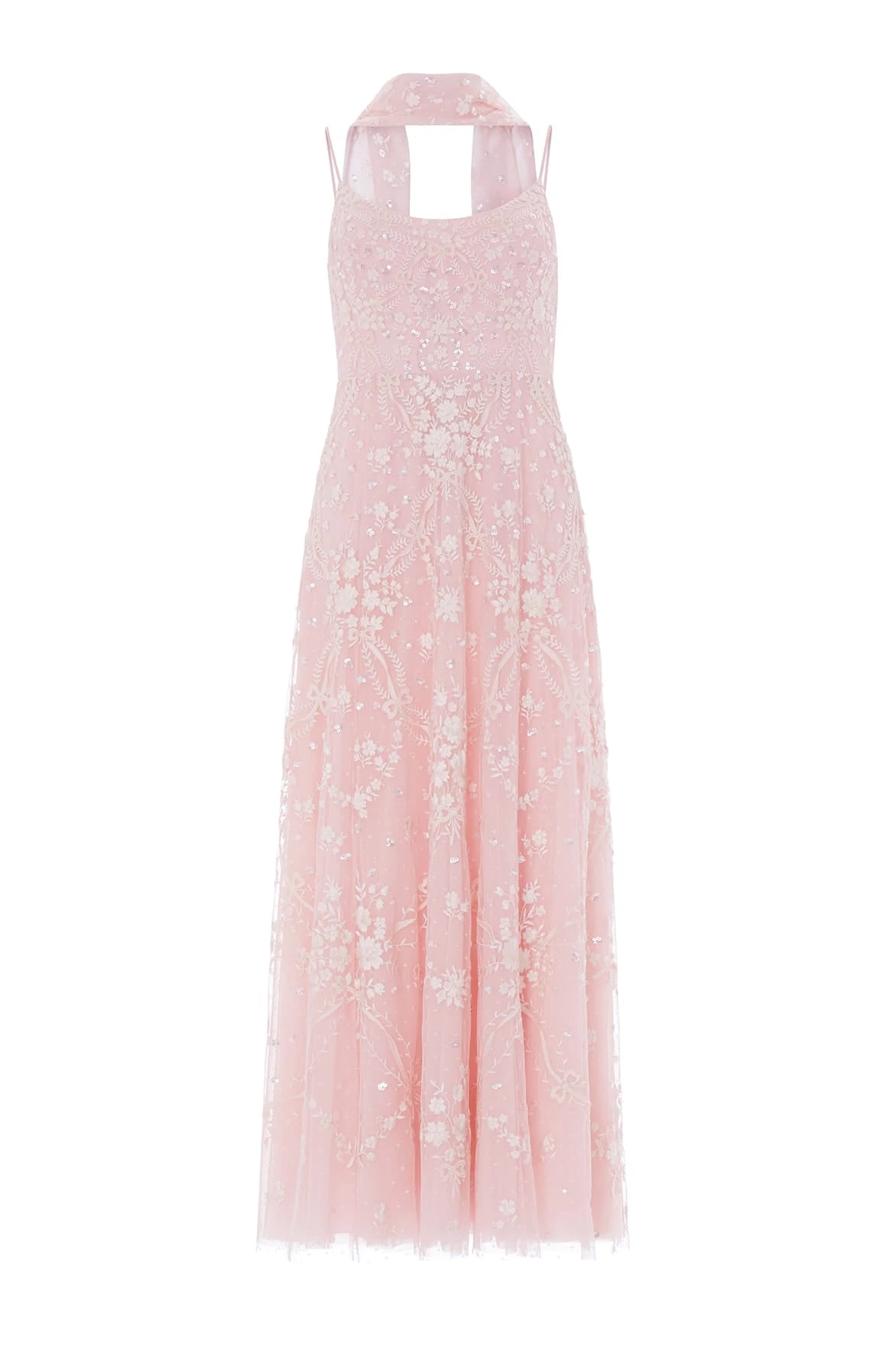 Needle & Thread Laurel Grace Cami Ankle Gown in Dusk Pink/Cream - Dresses - British Luxury Evening Wear at Luxury Shoes Needle and Thread Laurel Grace Cami Ankle Gown in Dusk Pink/Cream