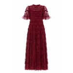 Needle and Thread Lily Bloom Ankle Gown in Garnet
