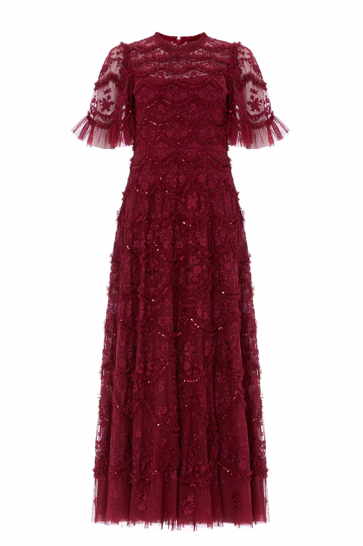 Needle & Thread Lily Bloom Ankle Gown in Garnet - Dresses - British Luxury Evening Wear at Luxury Shoes Needle and Thread Lily Bloom Ankle Gown in Garnet