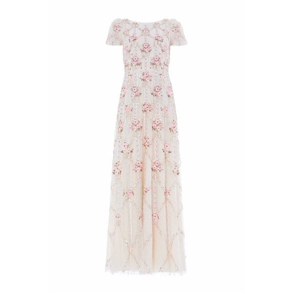 Needle and Thread Lovers Lace Gown in Chalk