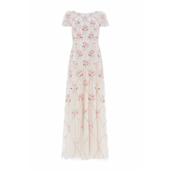 Needle and Thread Lovers Lace Gown in Chalk