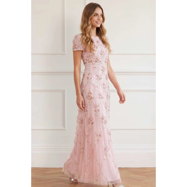 Needle and Thread Lovers Lace Gown in Dusk Pink, view 3