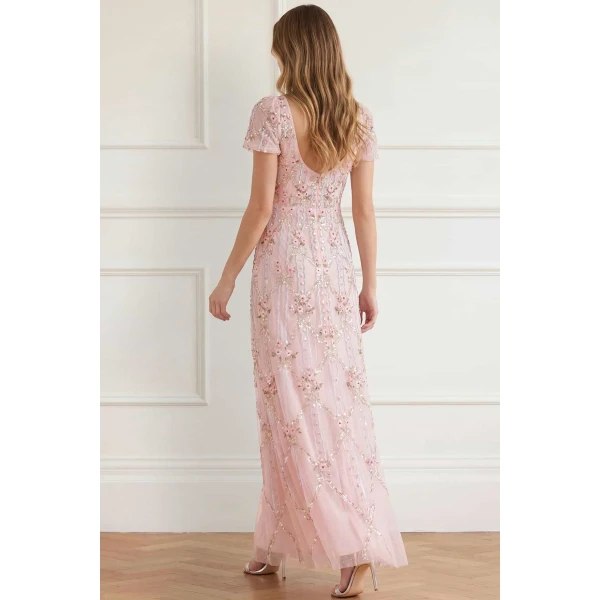 Needle and Thread Lovers Lace Gown in Dusk Pink, view 4
