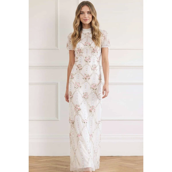 Needle and Thread Lovers Lace Ribbon Gown in Chalk, view 2