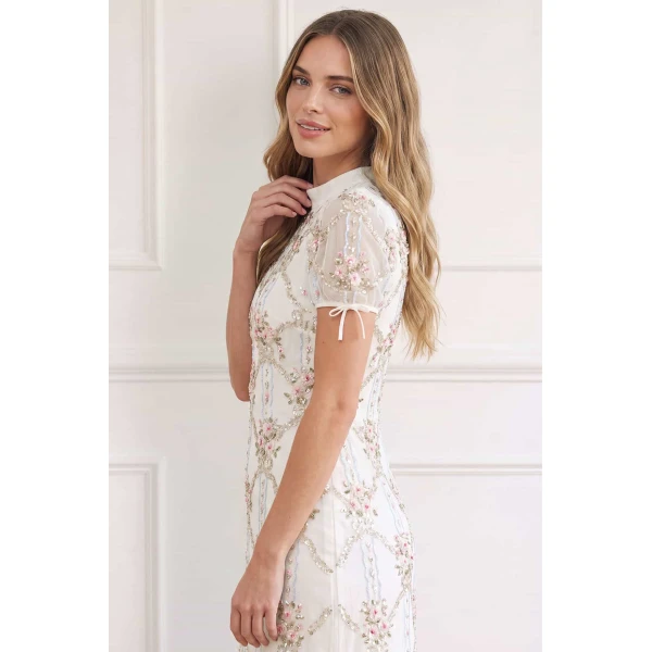 Needle and Thread Lovers Lace Ribbon Gown in Chalk, view 4