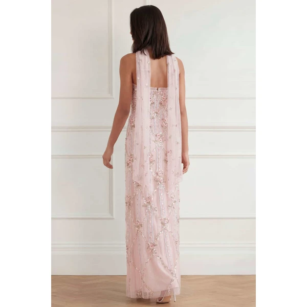 Needle and Thread Lovers Lace Strapless Gown in Dusk Pink, view 4