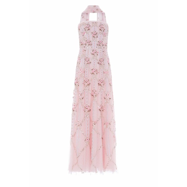 Needle and Thread Lovers Lace Strapless Gown in Dusk Pink