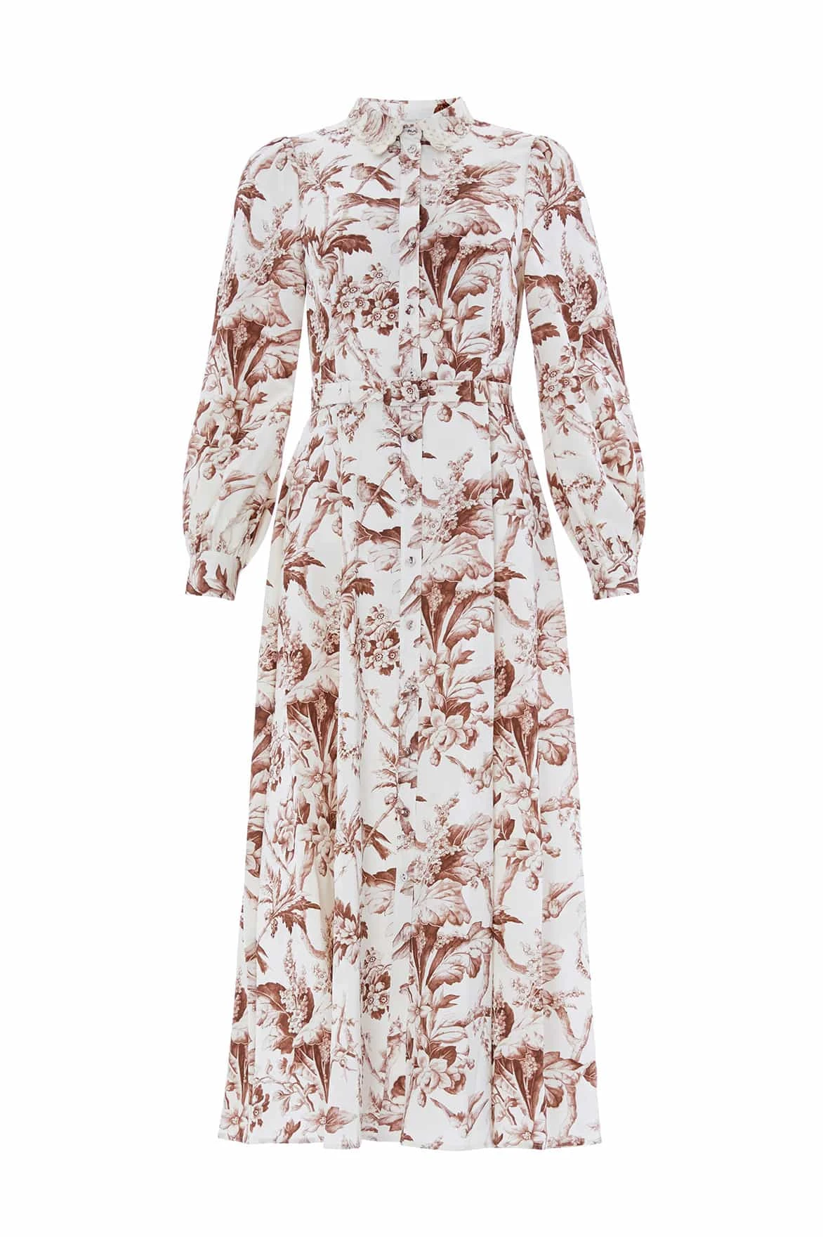 Needle & Thread Marie Toile De Jouy Jacquard Shirt Dress in Moonshine/Brown - Dresses - British Luxury Evening Wear at Luxury Shoes Needle and Thread Marie Toile De Jouy Jacquard Shirt Dress in Moonshine/Brown