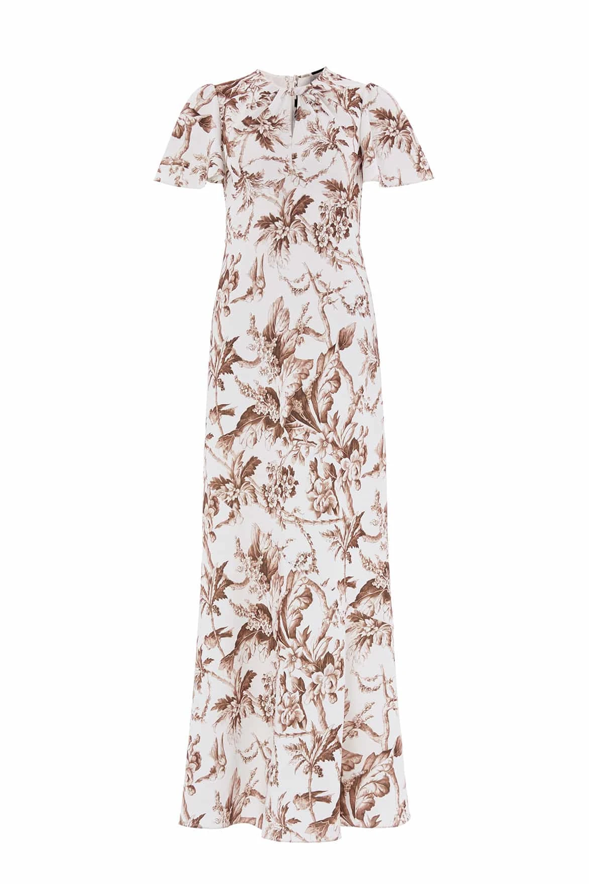 Needle & Thread Marie Toile De Jouy Odeline Crepe Gown in Moonshine/Brown - Dresses - British Luxury Evening Wear at Luxury Shoes Needle and Thread Marie Toile De Jouy Odeline Crepe Gown in Moonshine/Brown