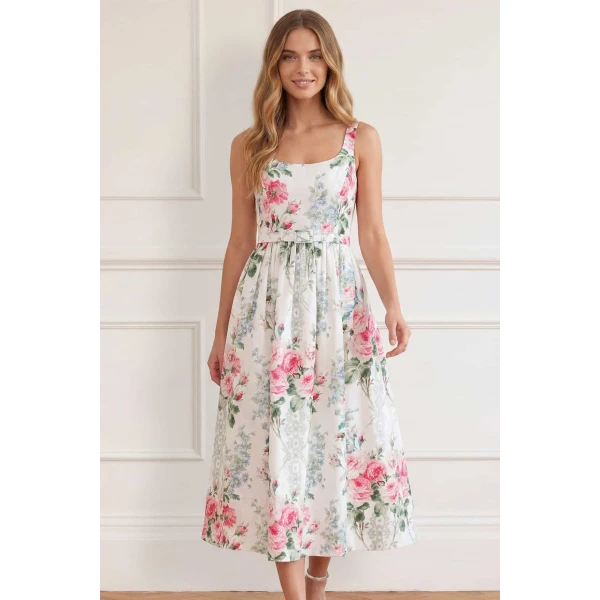 Needle and Thread Palace Garden Jacquard Ballerina Dress in Moonshine, view 2