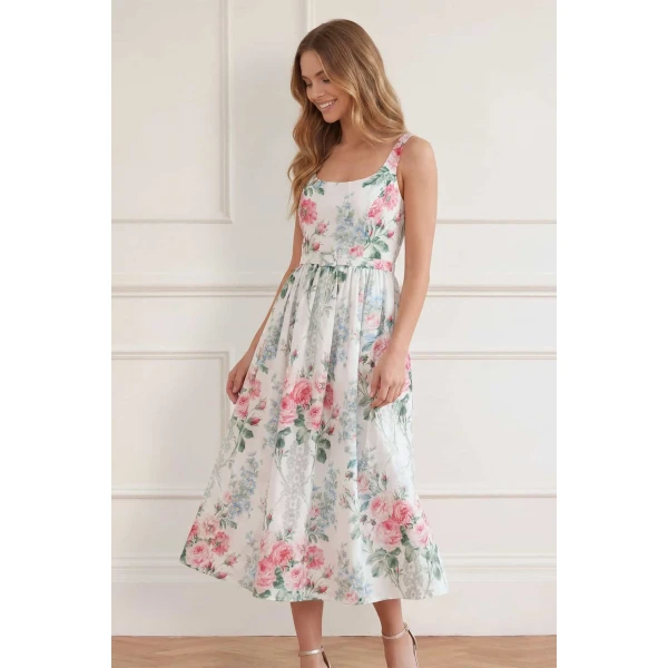 Needle and Thread Palace Garden Jacquard Ballerina Dress in Moonshine, view 3