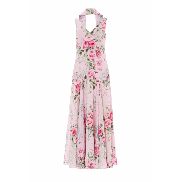 Needle and Thread Palace Garden Jacquard V-Neck Gown in Dusk Pink