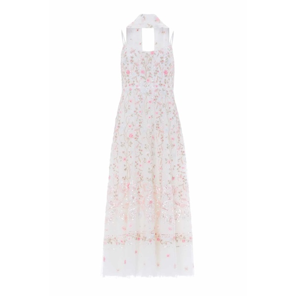 Needle and Thread Rococo Ribbon Cami Ballerina Dress in Chalk