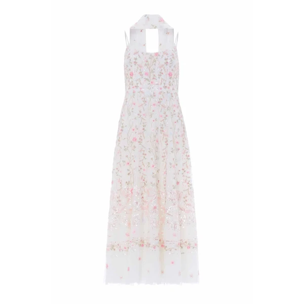 Needle and Thread Rococo Ribbon Cami Ballerina Dress in Chalk