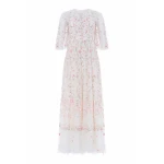 Needle and Thread Rococo Ribbon Round Neck Gown in Chalk